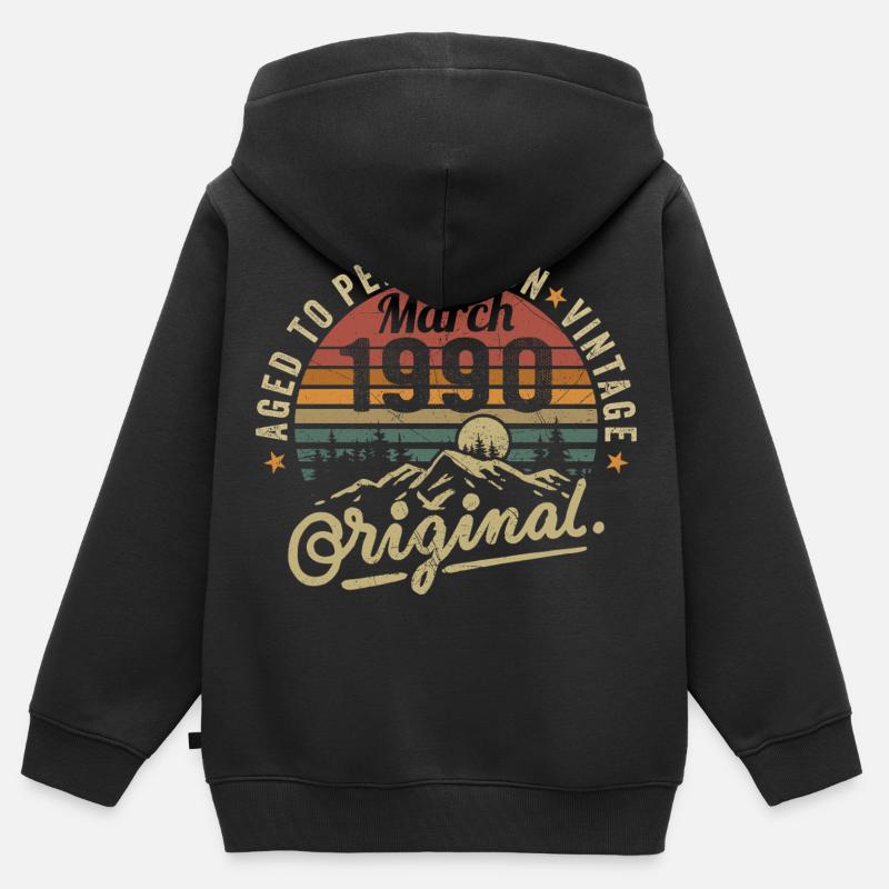 marzec 1990 - Bluza Premium z kapturem na zamek dziecięca bio - czarny