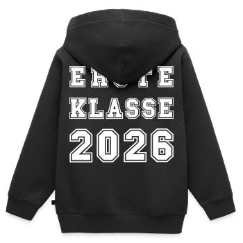 ERSTE KLASSE 2026 - Collegestyle cool Einschulung - Kinder Premium Organic Zip Hoodie - Schwarz - Hinten - AI Model Kid Male (0cm)