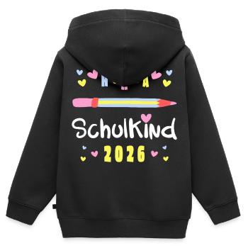 Hurra Schulkind 2026 – Einschulung Shirt Mädchen - Kinder Premium Organic Zip Hoodie - Schwarz - Hinten - AI Model Kid Male (0cm)