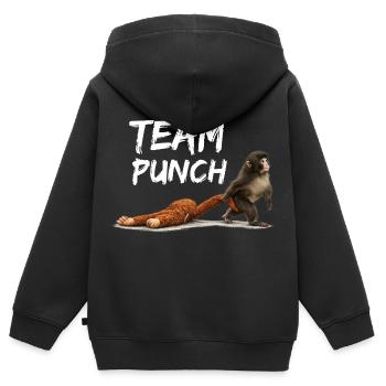 Team Punch Viral Monkey Shirt - Kinder Premium Organic Zip Hoodie - Schwarz - Hinten - AI Model Kid Male (0cm)