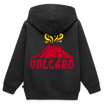 Volcan en éruption - Sweat Premium à capuche zippé enfant bio - noir - Dos - AI Model Kid Male (0cm)