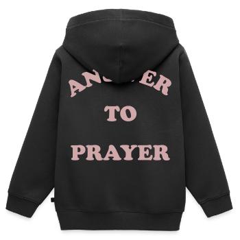 Answer to Prayer – Curvy Typography - Kids Premium Organic Zip-up Hoodie - black - Back - AI Model Kid Male (0cm)