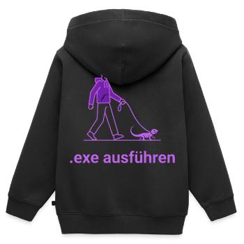 .exe ausführen ADMIN Lila - Kinder Premium Organic Zip Hoodie - Schwarz - Hinten - AI Model Kid Male (0cm)