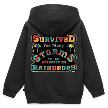 Ich habe zu viele Stürme überlebt, um mich zu stören - Kinder Premium Organic Zip Hoodie - Schwarz - Hinten - AI Model Kid Male (0cm)