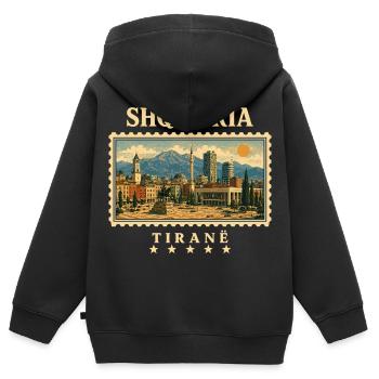 Albanien Tirana Vintage Reisemarke - Kinder Premium Organic Zip Hoodie - Schwarz - Hinten - AI Model Kid Male (0cm)