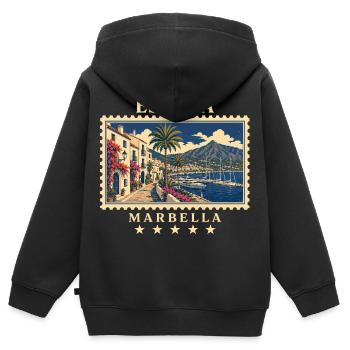 Spanien Marbella Vintage Reisemarke - Kinder Premium Organic Zip Hoodie - Schwarz - Hinten - AI Model Kid Male (0cm)