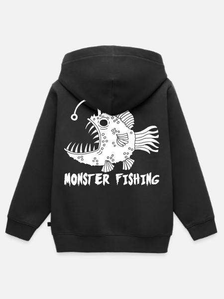 Weißer Tiefseefisch - Kinder Premium Organic Zip Hoodie - Schwarz