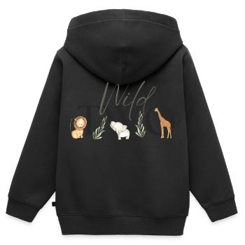Wild Two Safari Second Birthday Geburtstag 2 - Kinder Premium Organic Zip Hoodie - Schwarz - Hinten - AI Model Kid Male (0cm)