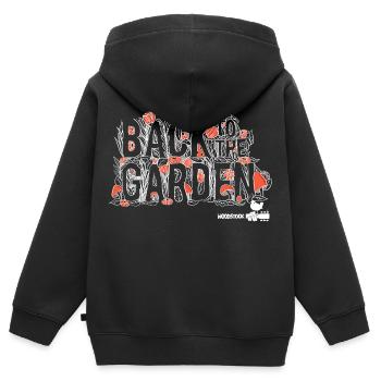 Woodstock Back To The Garden in Weiß - Kinder Premium Organic Zip Hoodie - Schwarz - Hinten - AI Model Kid Male (0cm)