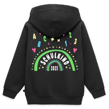 Schulkind 2025 - 123 - ABC - Regenbogen - Kinder Premium Organic Zip Hoodie - Schwarz - Hinten - AI Model Kid Male (0cm)
