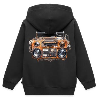 Ghettoblaster - Kinder Premium Organic Zip Hoodie - Schwarz - Hinten - AI Model Kid Male (0cm)