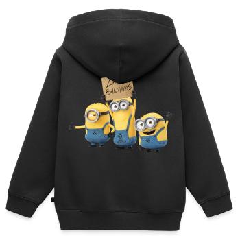 Minions Drei Fröhliche Minions Mit Schild - Kinder Premium Organic Zip Hoodie - Schwarz - Hinten - AI Model Kid Male (0cm)