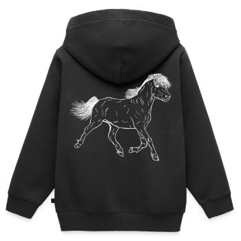 Pferd Fohlen - Kinder Premium Organic Zip Hoodie - Schwarz - Hinten - AI Model Kid Male (0cm)