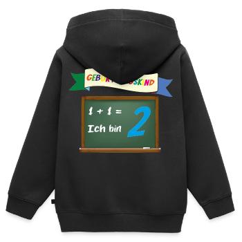 1 + 1 ich bin 2 Geburtstag - Kinder Premium Organic Zip Hoodie - Schwarz - Hinten - AI Model Kid Male (0cm)