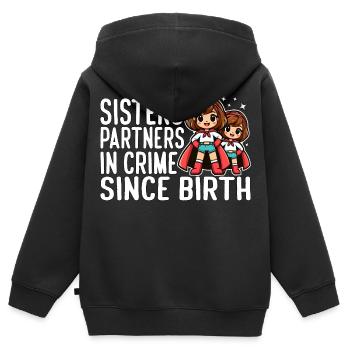 SŒURS : PARTENAIRES DANS LE CRIME DEPUIS LA NAISSANCE - Sweat Premium à capuche zippé enfant bio - noir - Dos - AI Model Kid Male (0cm)