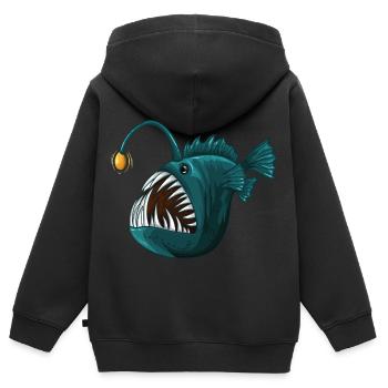 Pêcheur en eau profonde - Sweat Premium à capuche zippé enfant bio - noir - Dos - AI Model Kid Male (0cm)