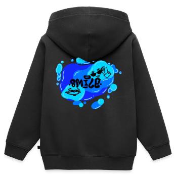 Sourire - Calypso Blous - Sweat Premium à capuche zippé enfant bio - noir - Dos - AI Model Kid Male (0cm)