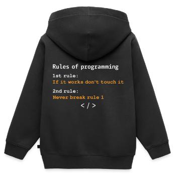 Règles de programmation - Sweat Premium à capuche zippé enfant bio - noir - Dos - AI Model Kid Male (0cm)