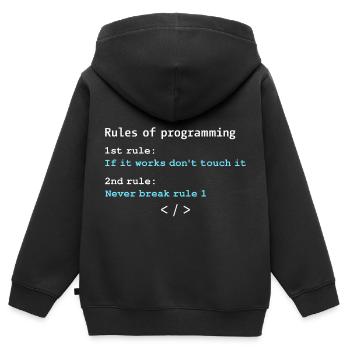 Règles de programmation - Sweat Premium à capuche zippé enfant bio - noir - Dos - AI Model Kid Male (0cm)