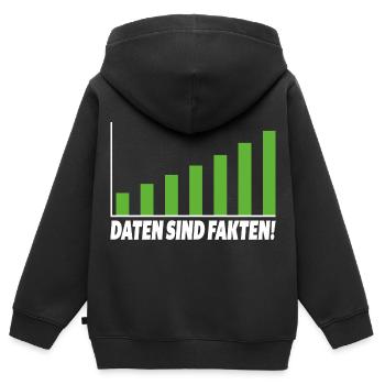 Les données sont des faits - Sweat Premium à capuche zippé enfant bio - noir - Dos - AI Model Kid Male (0cm)
