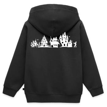 Grusel Skyline Halloween - Kinder Premium Organic Zip Hoodie - Schwarz - Hinten - AI Model Kid Male (0cm)