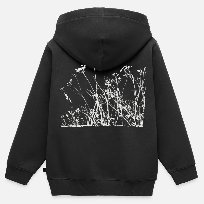 Plantes de prairie de la nature - Sweat Premium à capuche zippé enfant bio - noir