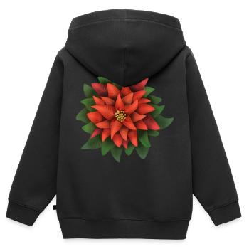 Weihnachtsstern - Poinsettia - Kinder Premium Organic Zip Hoodie - Schwarz - Hinten - AI Model Kid Male (0cm)
