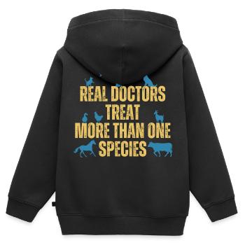 Lustige Tierärzte behandeln mehr als eine Spezies - Kinder Premium Organic Zip Hoodie - Schwarz - Hinten - AI Model Kid Male (0cm)
