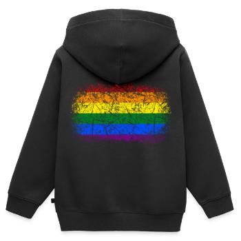 Regenbogenfahne Used Look - Kinder Premium Organic Zip Hoodie - Schwarz - Hinten - AI Model Kid Male (0cm)