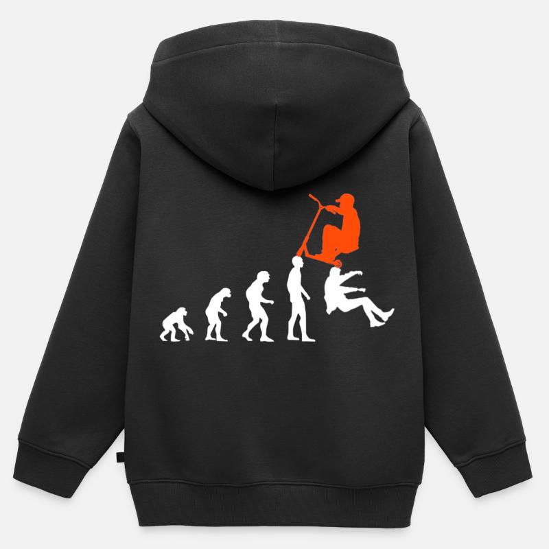 Scooter Kick Scooter E-Scooter Stunt Evolution Design - Kids Premium Organic Zip-up Hoodie - black
