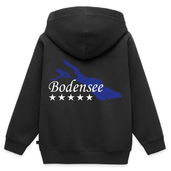 Bodensee - Kinder Premium Organic Zip Hoodie - Schwarz - Hinten - AI Model Kid Male (0cm)