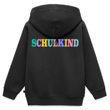 Schulkind mit Ella - Kinder Premium Organic Zip Hoodie - Schwarz - Hinten - AI Model Kid Male (0cm)
