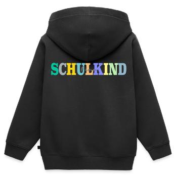 Schulkind mit Finn - Kinder Premium Organic Zip Hoodie - Schwarz - Hinten - AI Model Kid Male (0cm)