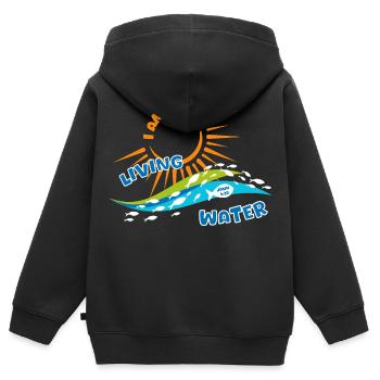 Ich bin das lebendige Wasser - Kinder Premium Organic Zip Hoodie - Schwarz - Hinten - AI Model Kid Male (0cm)