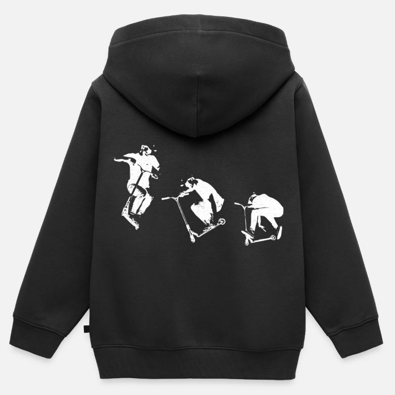 Scooter Tretroller Stunt E-scooter E-Roller Design - Kinder Premium Organic Zip Hoodie - Schwarz