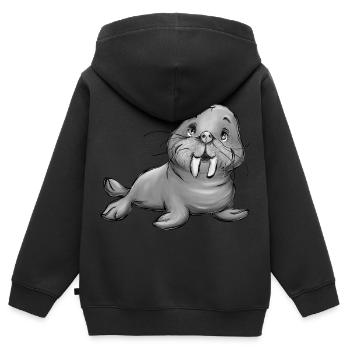 Morse - Sweat Premium à capuche zippé enfant bio - noir - Dos - AI Model Kid Male (0cm)