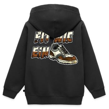 Fit wie ein Turnschuh Jung Sportlich Alter Schuh - Kinder Premium Organic Zip Hoodie - Schwarz - Hinten - AI Model Kid Male (0cm)