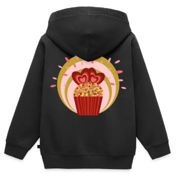 Rhabarber Kuchen Liebe mit viel Herz. - Kinder Premium Organic Zip Hoodie - Schwarz - Hinten - AI Model Kid Male (0cm)