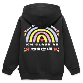 GLÜCKSBRINGER: Du schaffst das! Ich glaub an dich! - Kinder Premium Organic Zip Hoodie - Schwarz - Hinten - AI Model Kid Male (0cm)