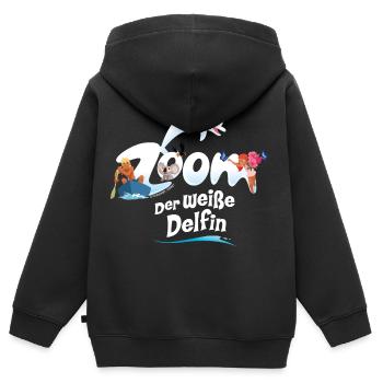 Zoom Der Weiße Delfin Logo - Kinder Premium Organic Zip Hoodie - Schwarz - Hinten - AI Model Kid Male (0cm)