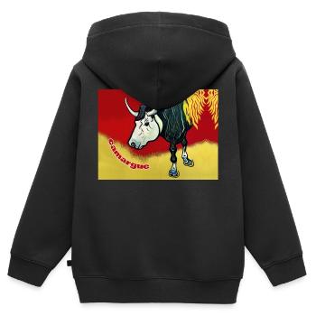 Camargue Bull naiven Malstil - Kinder Premium Organic Zip Hoodie - Schwarz - Hinten - AI Model Kid Male (0cm)