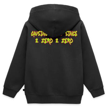 Causer le chaos depuis 2020 Dicton amusant - Sweat Premium à capuche zippé enfant bio - noir - Dos - AI Model Kid Male (0cm)