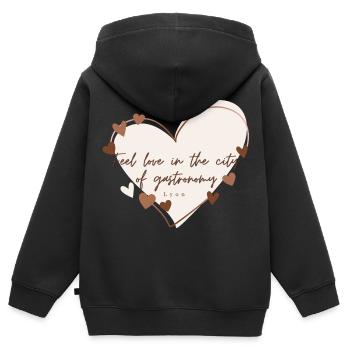 I Love with Heart Lyon - Kids Premium Organic Zip-up Hoodie - black - Back - AI Model Kid Male (0cm)