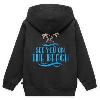 plage - Sweat Premium à capuche zippé enfant bio - noir - Dos - AI Model Kid Male (0cm)