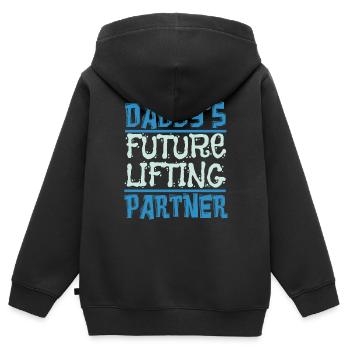 KINDER SPORT MOTIV KRAFTSPORT FITNESS DESIGN IDEE - Kinder Premium Organic Zip Hoodie - Schwarz - Hinten - AI Model Kid Male (0cm)