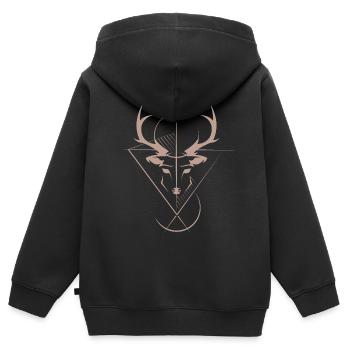 Hirsch Elch Symbol Logo icon Grafik Tiere Geweih - Kinder Premium Organic Zip Hoodie - Schwarz - Hinten - AI Model Kid Male (0cm)