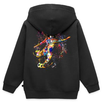 Fussball / Fussballspieler / Fußball spielen - Kinder Premium Organic Zip Hoodie - Schwarz - Hinten - AI Model Kid Male (0cm)