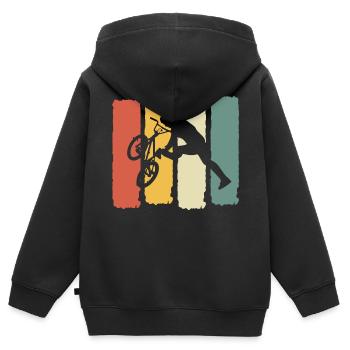 Chemise de vélo de sport rétro vintage BMX Rider - Sweat Premium à capuche zippé enfant bio - noir - Dos - AI Model Kid Male (0cm)