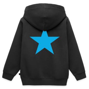 bleu étoile blue star bleu - Sweat Premium à capuche zippé enfant bio - noir - Dos - AI Model Kid Male (0cm)