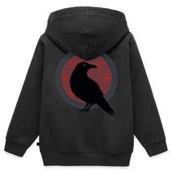 Rabe Nordische Mythologie Kelten Geschenk - Kinder Premium Organic Zip Hoodie - Schwarz - Hinten - AI Model Kid Male (0cm)